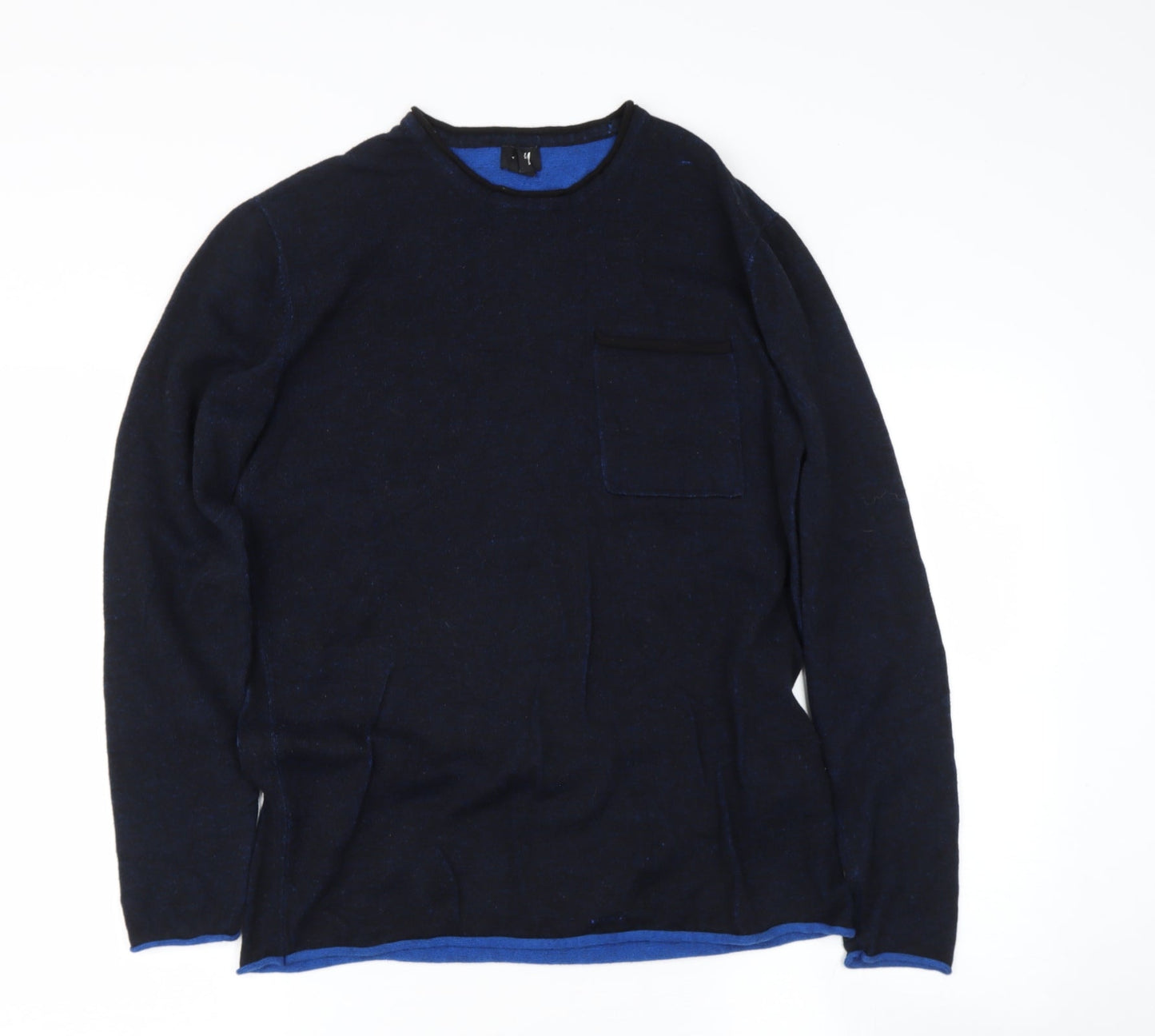 H&M Womens Blue Round Neck  Cotton Pullover Jumper Size S