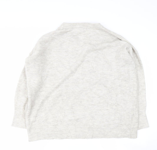 Primark Girls Beige V-Neck  Acrylic Pullover Jumper Size M