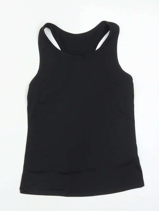 Dunnes Girls Black  Polyester Basic Tank Size 8-9 Years Round Neck