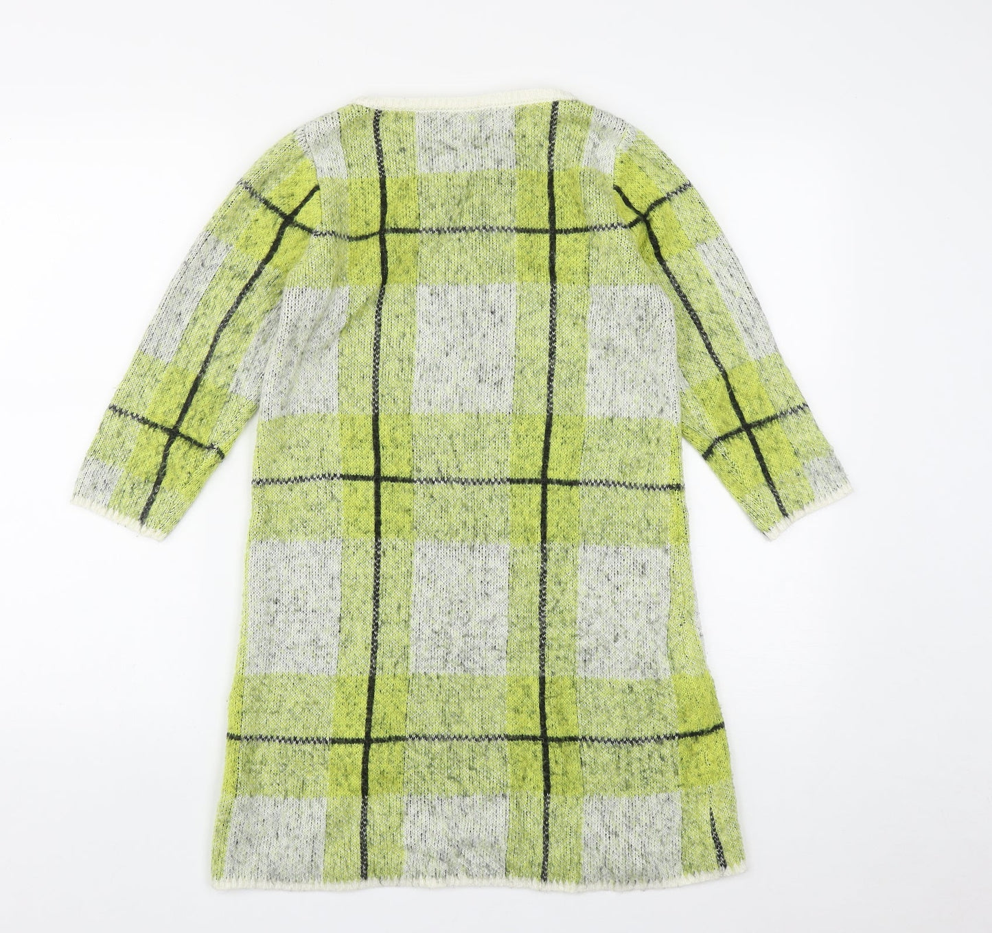 Fashion Union Womens Green Round Neck Plaid Acrylic Tunic Jumper Size 6