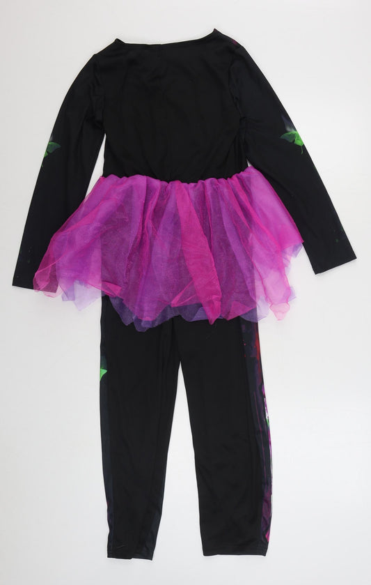 Hallow Scream Girls Black Polyester Top One Piece Size 9-10 Years Hook & Loop - Skeleton Fancy Dress