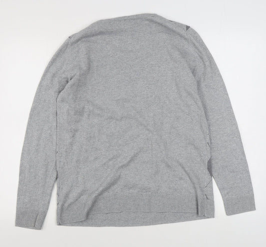 Amazon Essentials  Mens Grey Round Neck Argyle/Diamond Cotton Pullover Jumper Size L