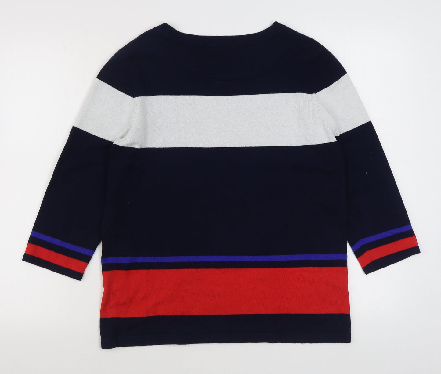 Dunnes Stores Womens Multicoloured Round Neck Striped Viscose Pullover Jumper Size M