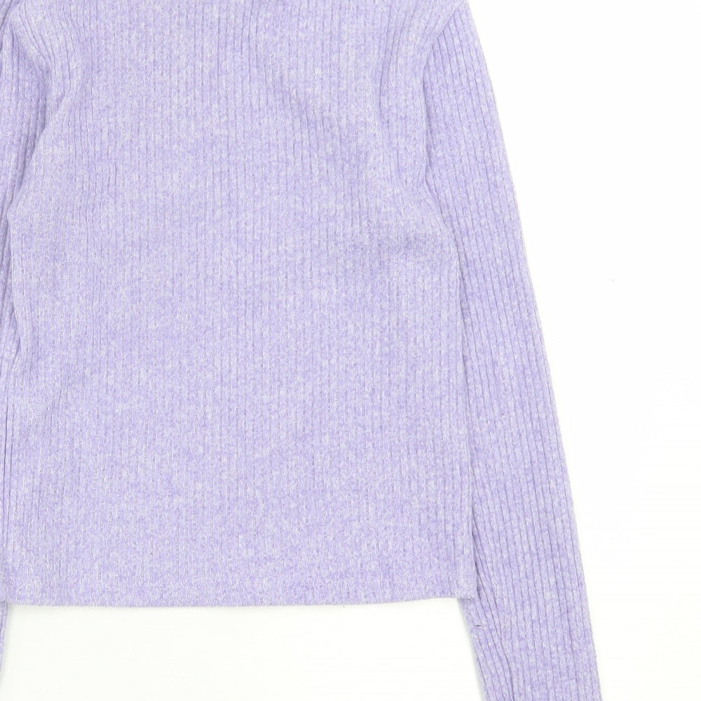 Stradivarius Womens Purple High Neck  Polyester Pullover Jumper Size S   - cropped