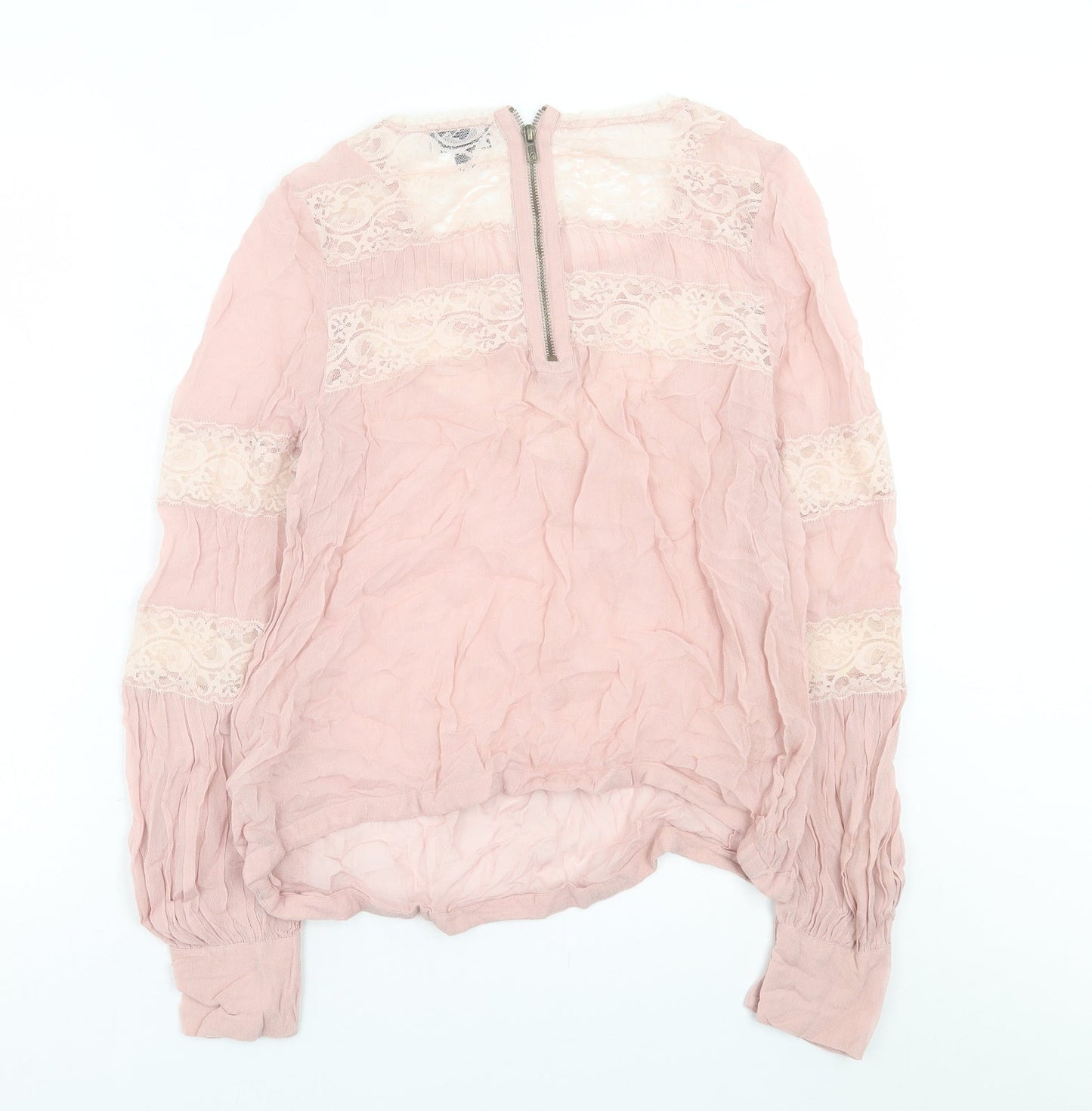 Topshop Womens Pink  Viscose Basic Blouse Size 10 Collared