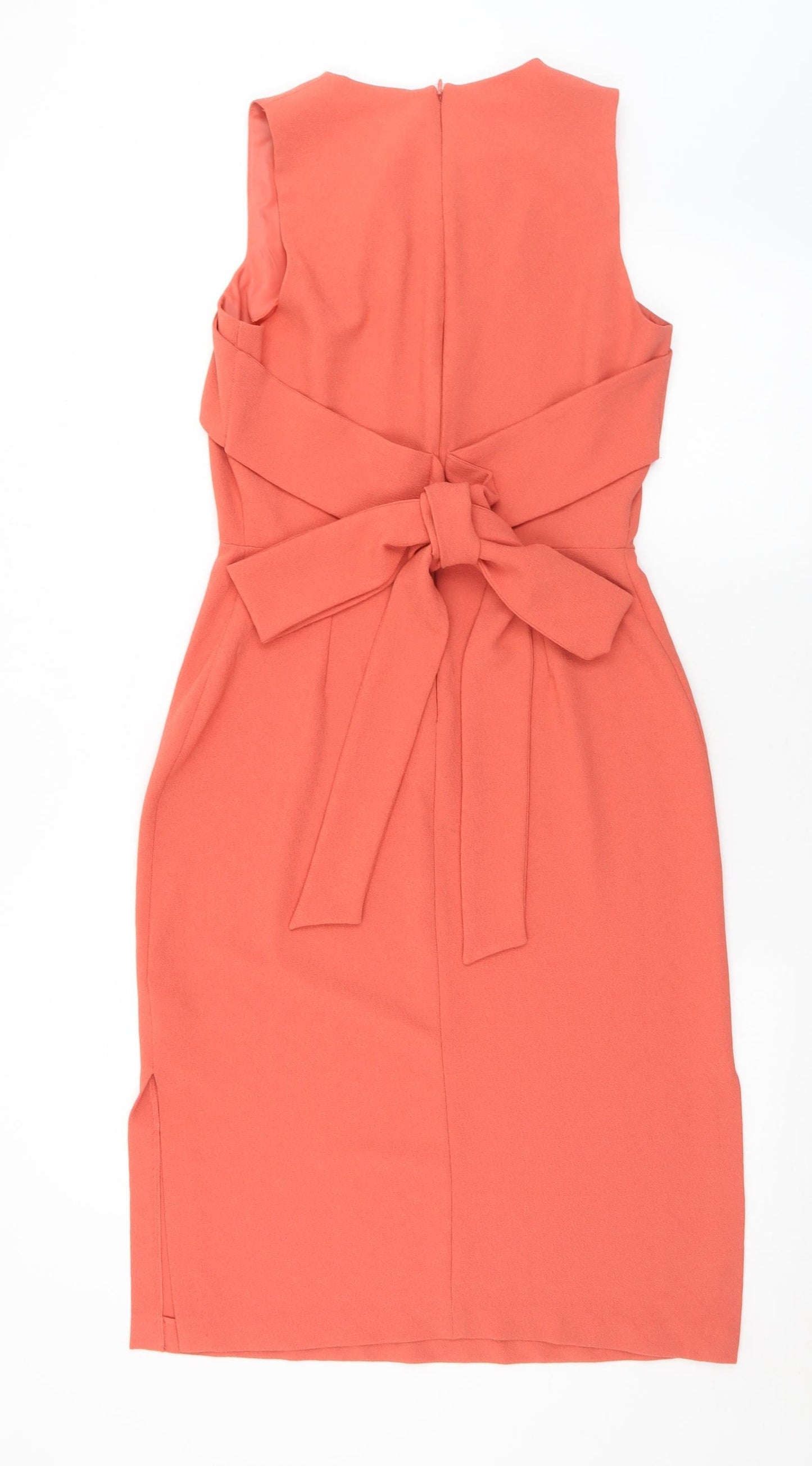 Wearhouse Womens Orange  Polyester Shift  Size 10  Round Neck Zip