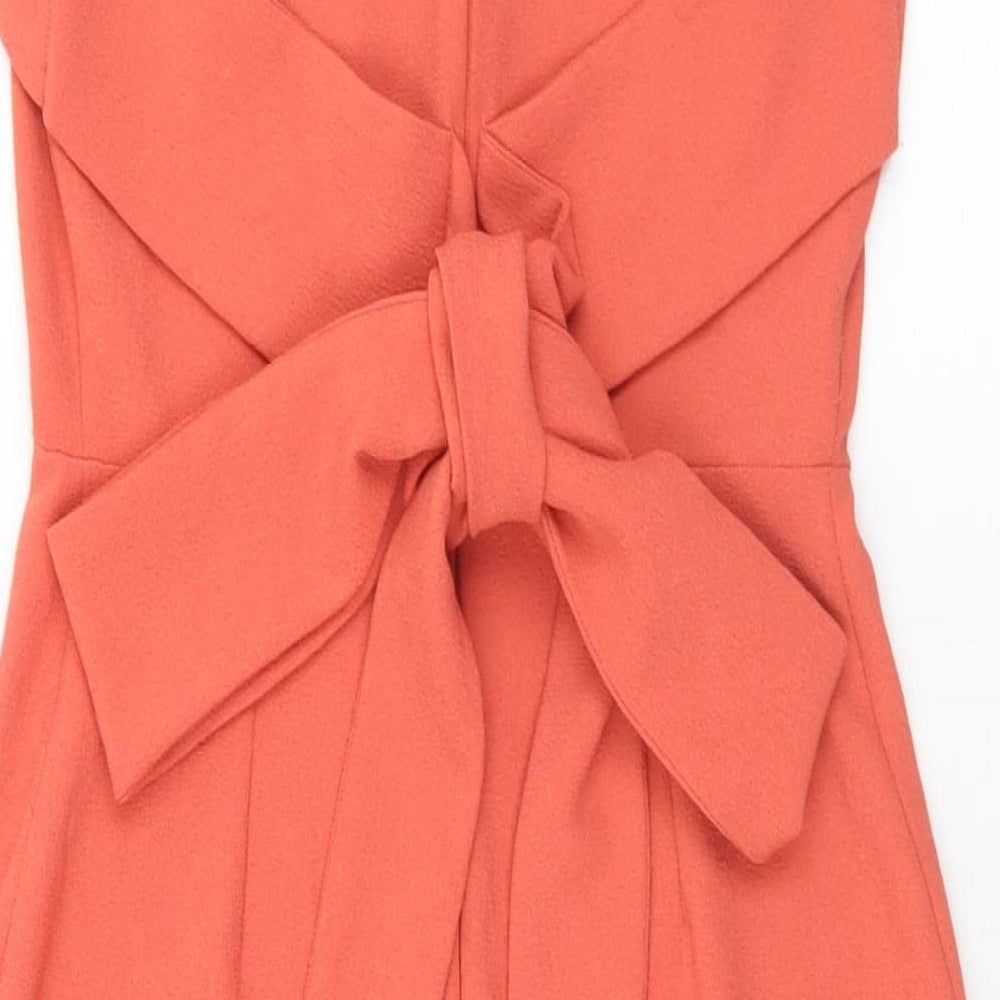 Wearhouse Womens Orange  Polyester Shift  Size 10  Round Neck Zip