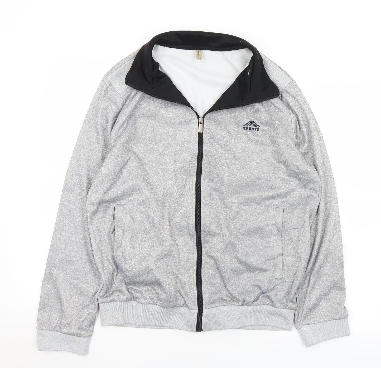 Sports Mens Grey  Polyester Full Zip Sweatshirt Size M