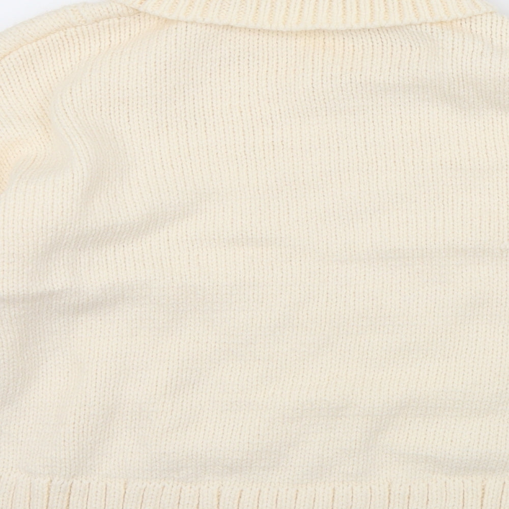 H&M Womens Ivory Roll Neck  Acrylic Pullover Jumper Size L