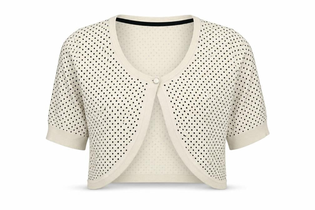 Marks and Spencer Womens Beige V-Neck Polka Dot Viscose Shrug Jumper Size 14