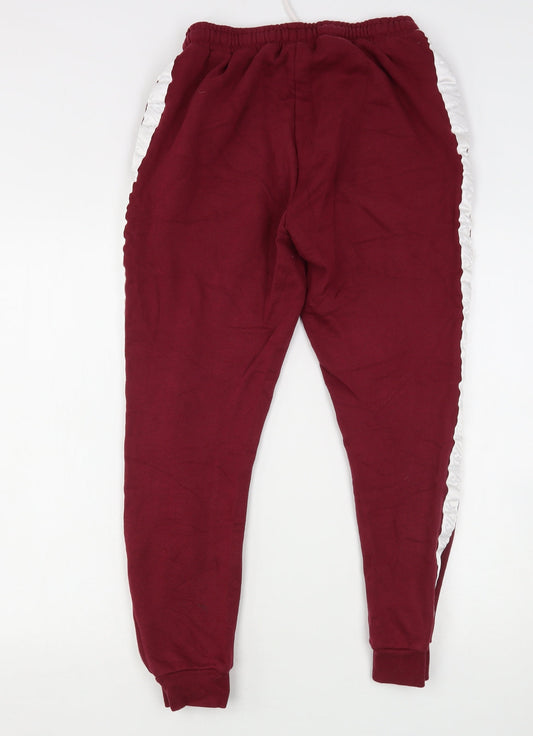 SikSilk Womens Red  Cotton Sweatpants Trousers Size 10 L28 in Regular Drawstring