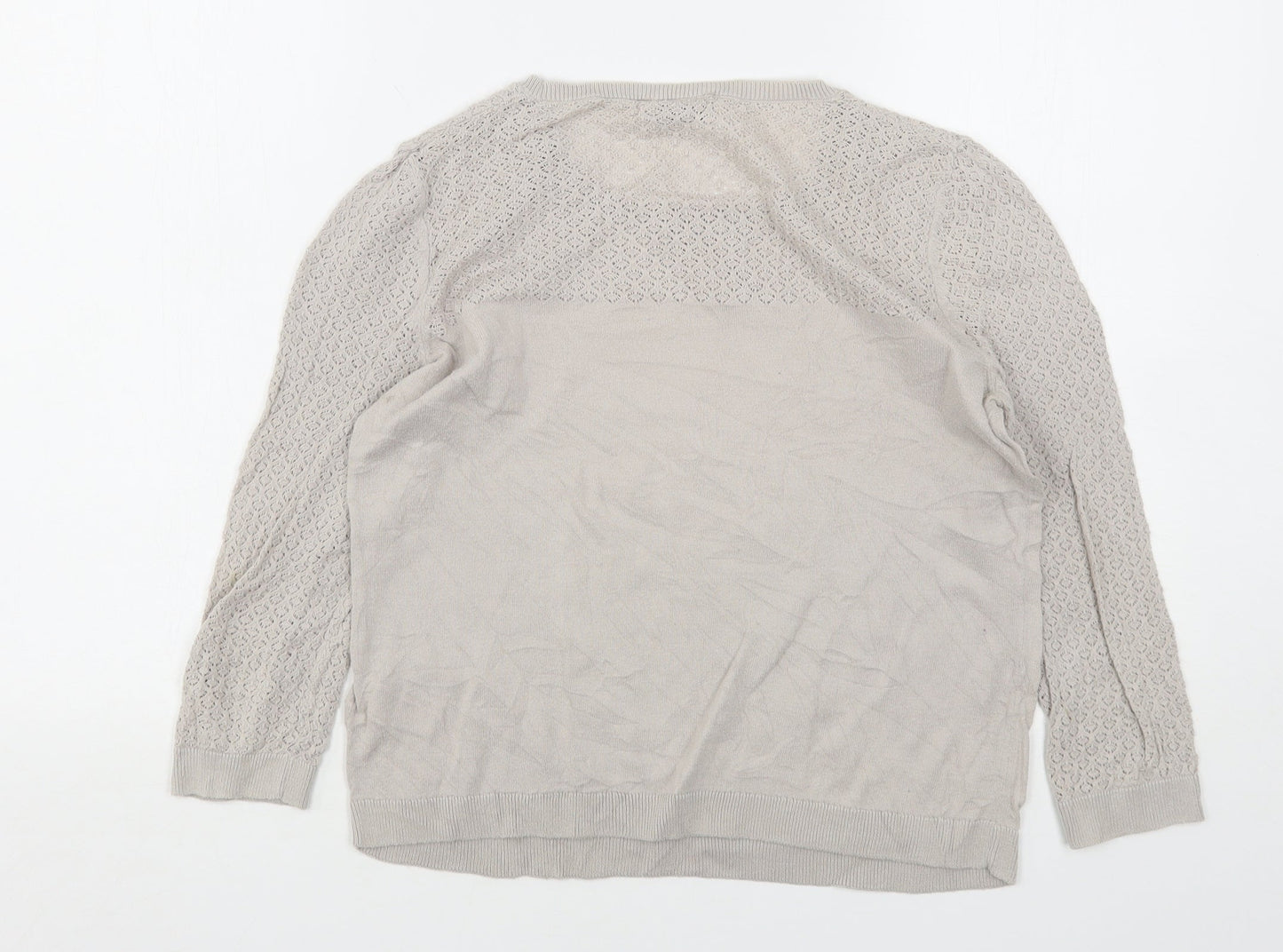 Marks and Spencer Womens Beige Round Neck  Cotton Pullover Jumper Size 12