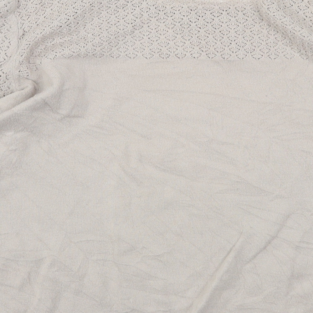 Marks and Spencer Womens Beige Round Neck  Cotton Pullover Jumper Size 12
