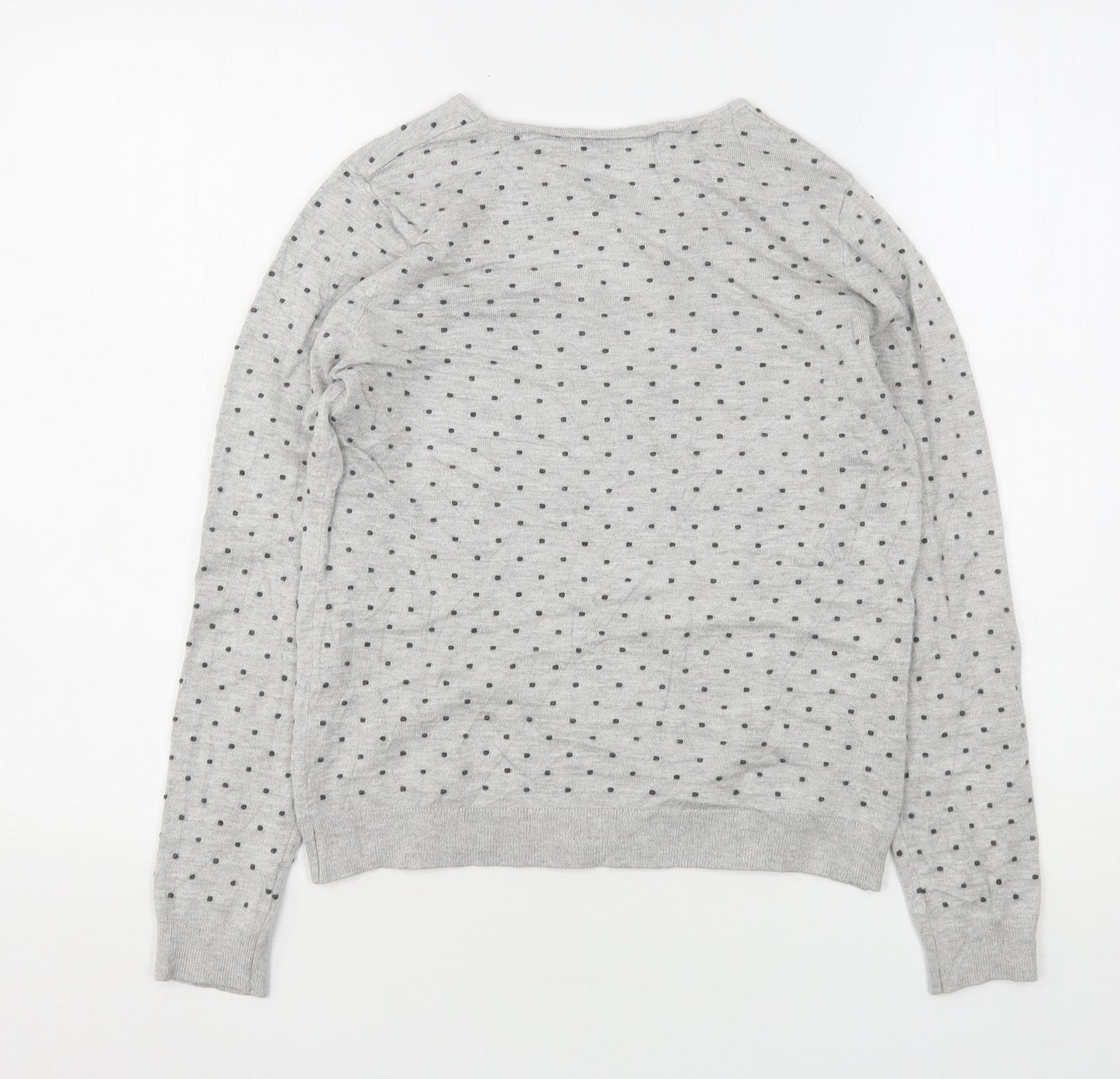 Mango Womens Grey Round Neck Polka Dot Polyester Pullover Jumper Size S