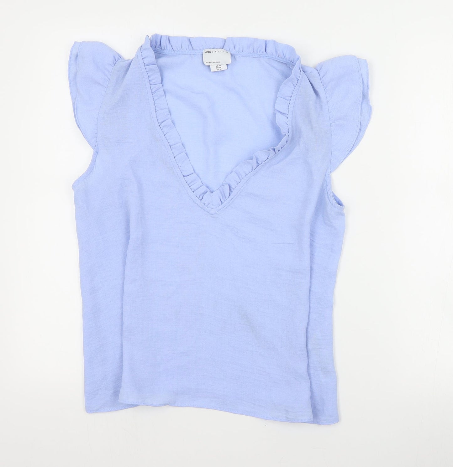 ASOS Womens Blue  Polyester Basic Blouse Size 10 V-Neck