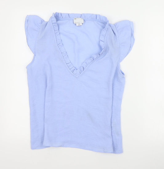 ASOS Womens Blue  Polyester Basic Blouse Size 10 V-Neck