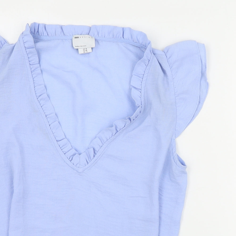 ASOS Womens Blue  Polyester Basic Blouse Size 10 V-Neck
