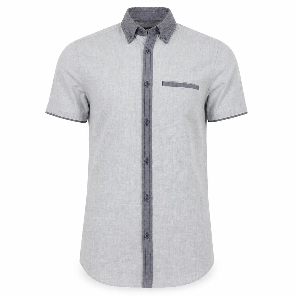 F&F Mens Grey  Cotton  Button-Up Size S Collared Button