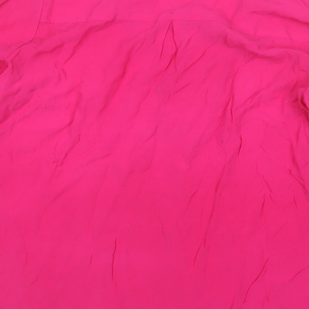 Fee Red Womens Pink  Nylon Basic T-Shirt Size S V-Neck