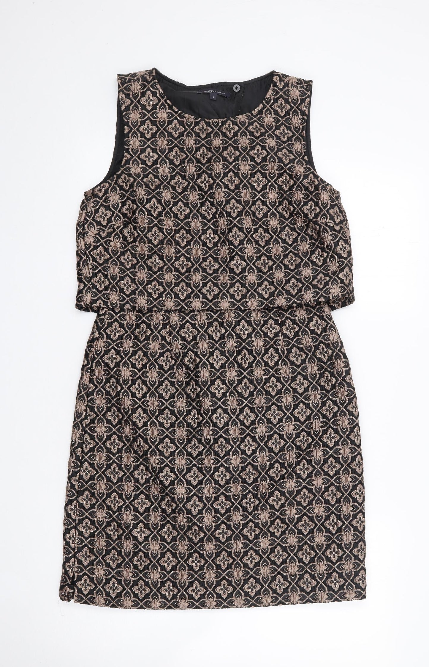 Marks and Spencer Womens Multicoloured Geometric Polyester A-Line  Size 8  Round Neck Zip