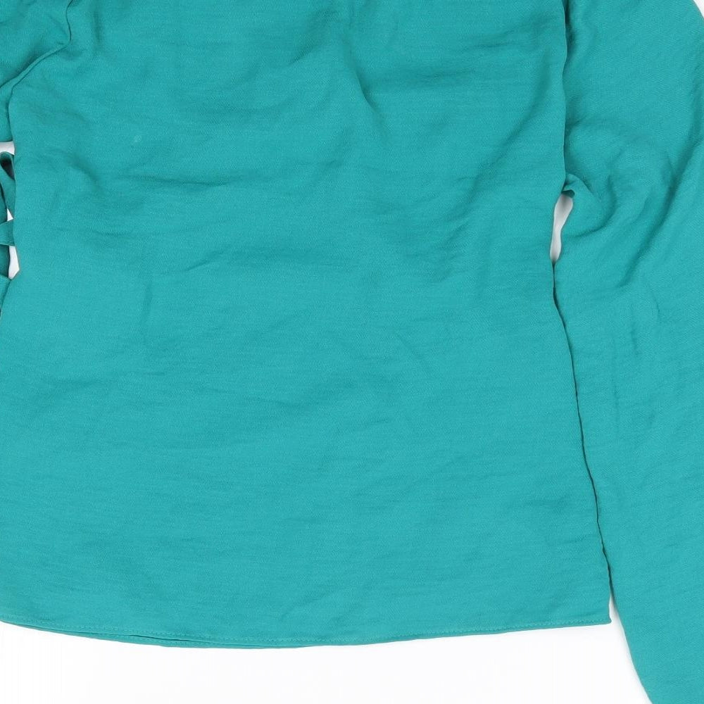 Peacocks Womens Green  Polyester Wrap Blouse Size 8 V-Neck