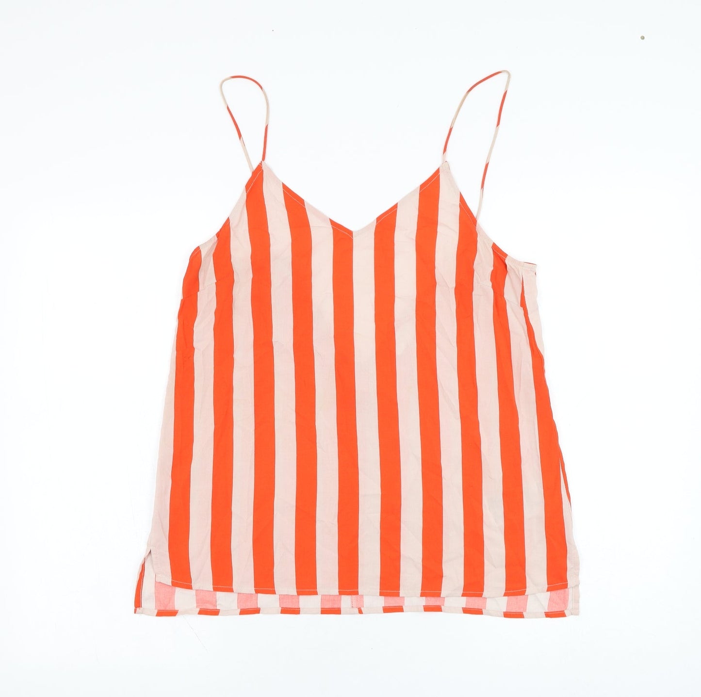 Villa Womens Red Striped Viscose Basic Tank Size 10 V-Neck