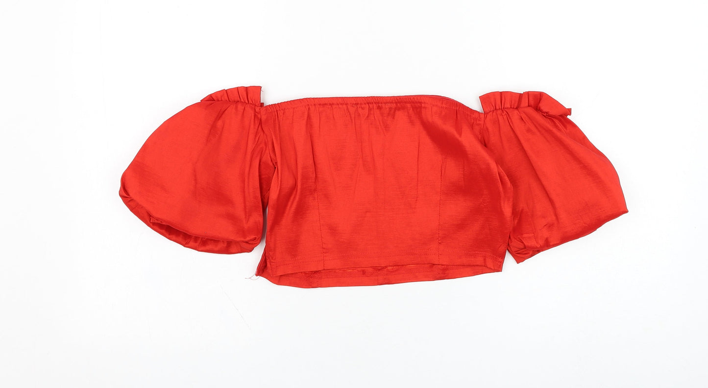 NaaNaa Womens Red  Polyester Cropped Tank Size 12 Square Neck
