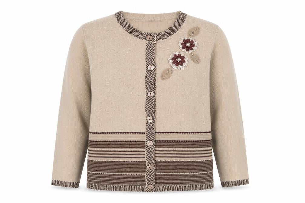SaSa Womens Brown Round Neck  Acrylic Cardigan Jumper Size S