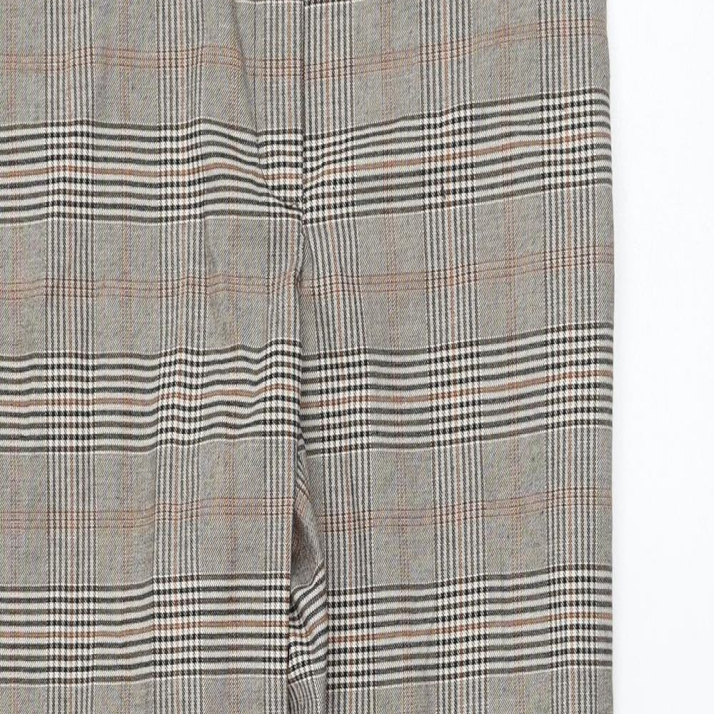 H&M Womens  Check Polyester Carrot Trousers Size 8 L26 in Regular Zip