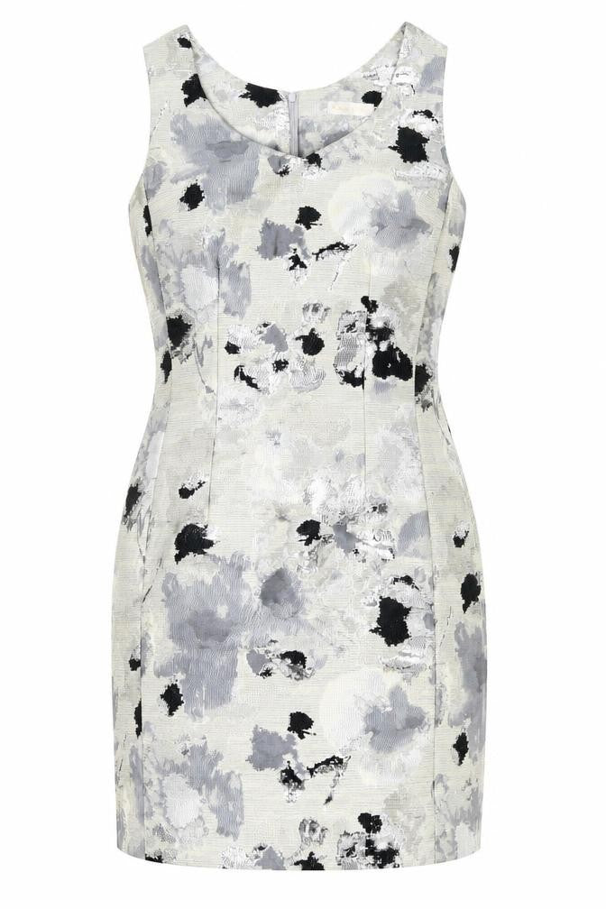 Bianco Fashion Womens Grey  Polyester Pencil Dress  Size 12  Round Neck Zip