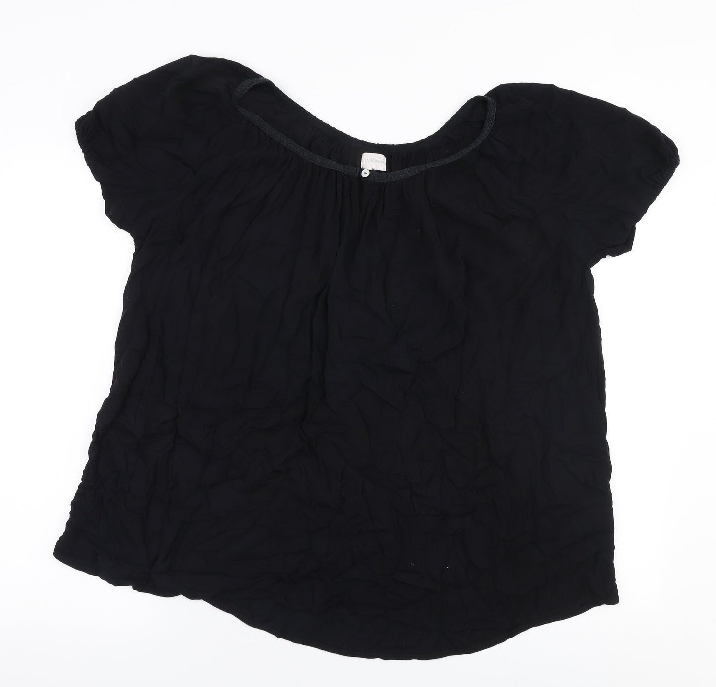 Peppercorn Womens Black  Polyester Basic Blouse Size XL Round Neck