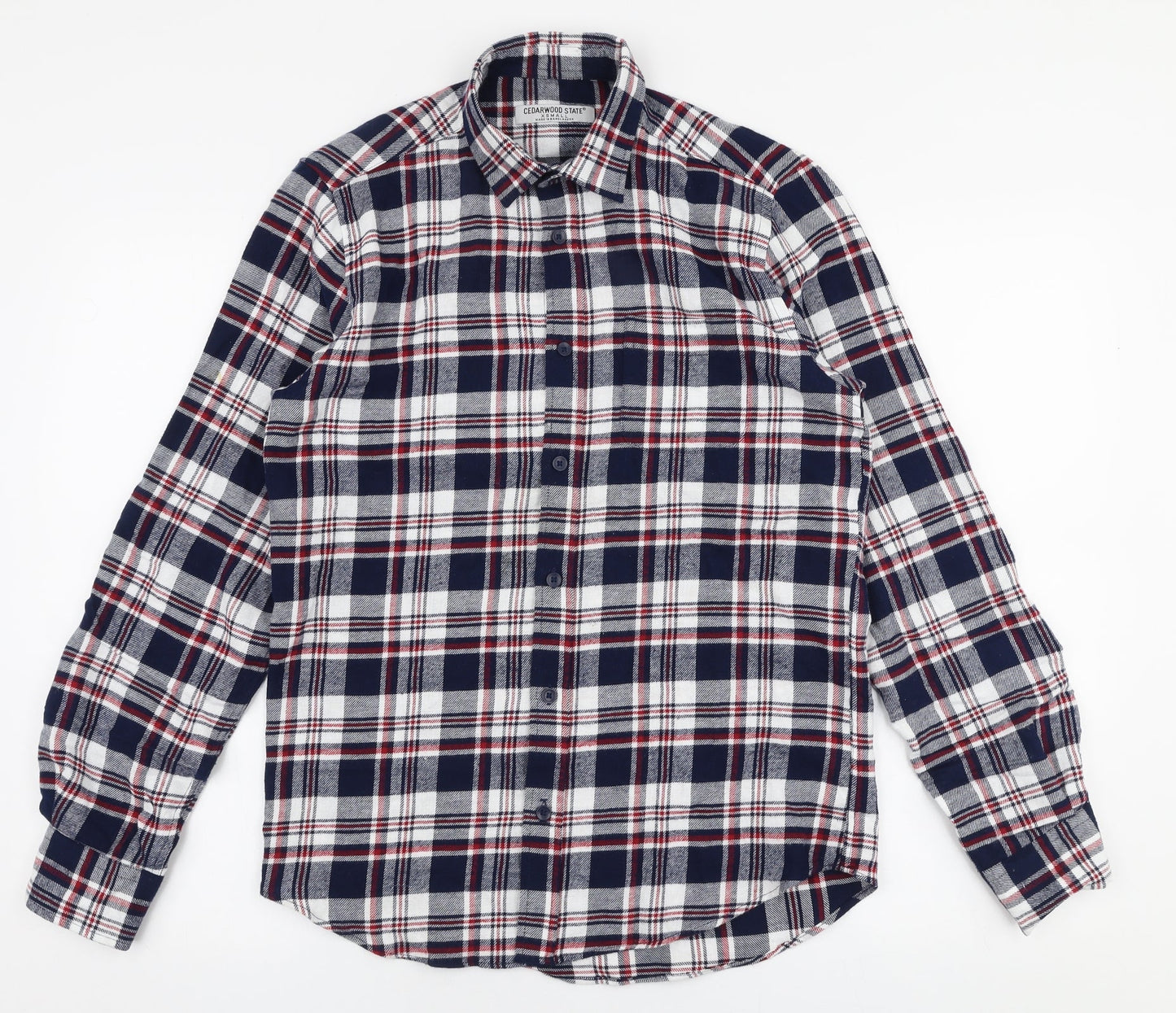 Cedar Wood State Mens Multicoloured Plaid Cotton  Button-Up Size XS Collared Button