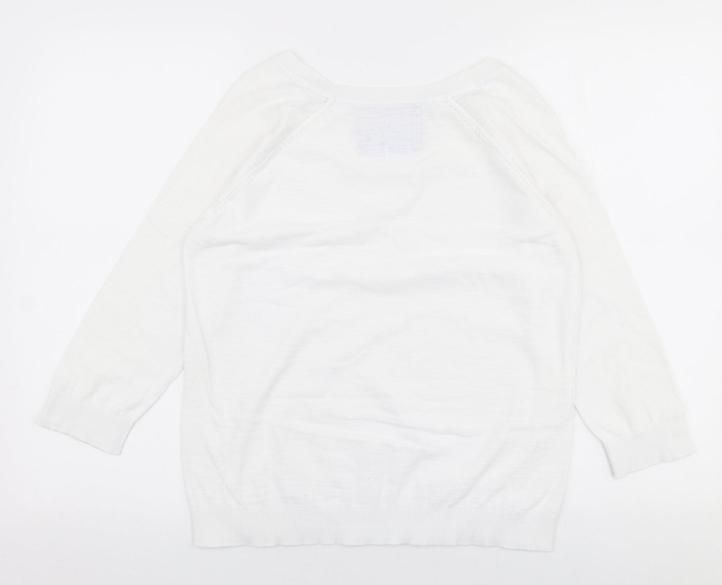 Marks and Spencer Womens White Round Neck  Polyester Pullover Jumper Size S