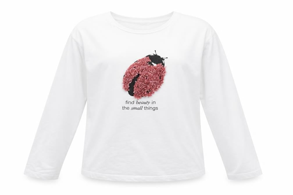 MNG Girls White  Polyester Jersey T-Shirt Size 10 Years Round Neck Pullover - Lady bird