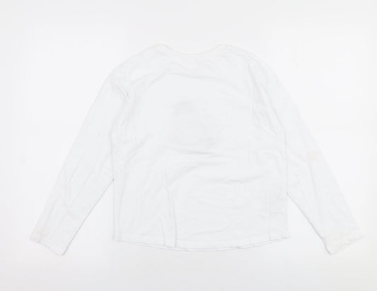 MNG Girls White  Polyester Jersey T-Shirt Size 10 Years Round Neck Pullover - Lady bird