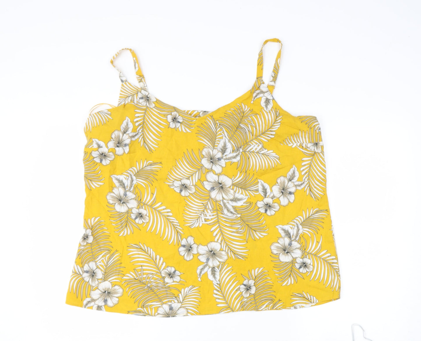 tesco Womens Yellow Floral Viscose Camisole Blouse Size 18 V-Neck