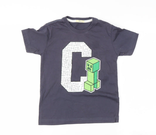 just tees Boys Blue  Polyester Basic T-Shirt Size 8 Years Round Neck  - g blocks