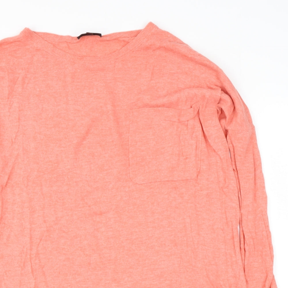 Topshop Womens Pink Round Neck  Polyester Pullover Jumper Size 8