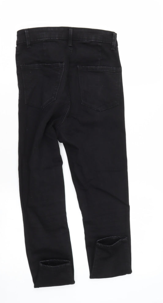 Denim and Co Womens Black  Cotton Mom Jeans Size 8 L25 in Regular Button