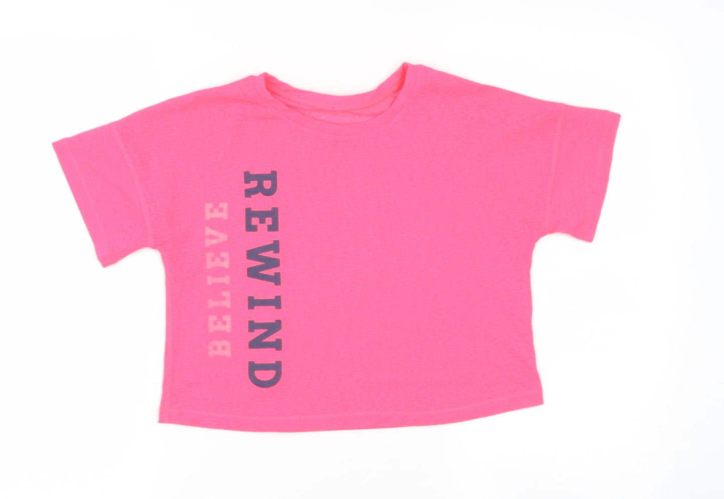 Preworn Womens Pink  Polyester Blend Basic T-Shirt Size 8 Roll Neck - REWIND