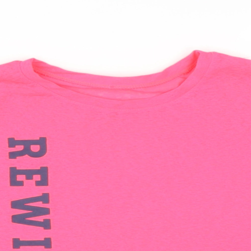 Preworn Womens Pink  Polyester Blend Basic T-Shirt Size 8 Roll Neck - REWIND