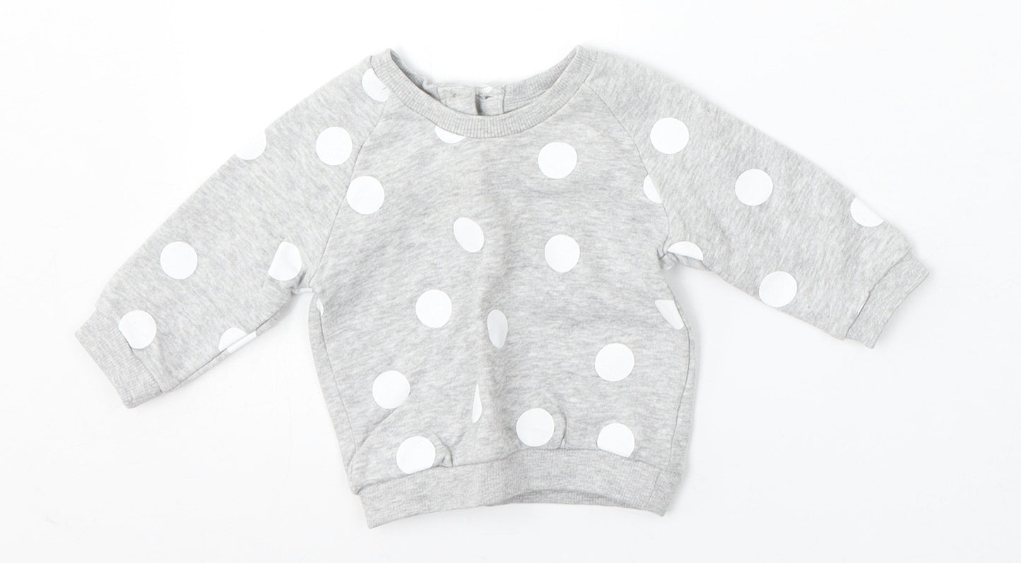 Matalan Boys Grey Polka Dot Cotton Pullover Jumper Size 0-3 Months