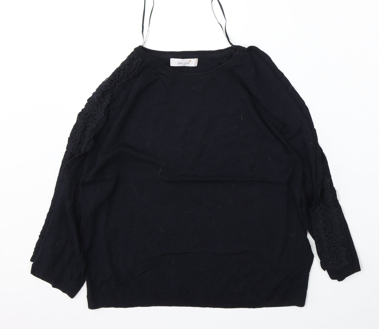Marks and Spencer Womens Blue Round Neck  Viscose Pullover Jumper Size 8