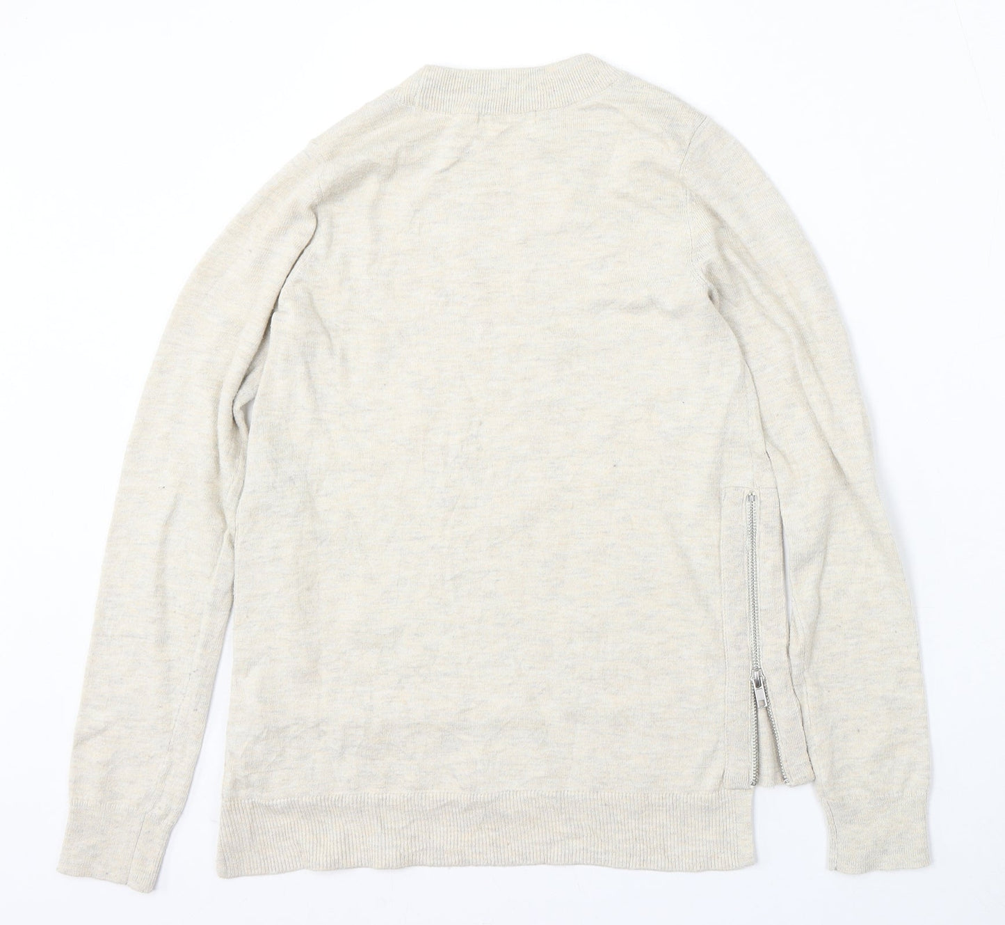 H&M Womens Beige Round Neck  Polyester Pullover Jumper Size XS