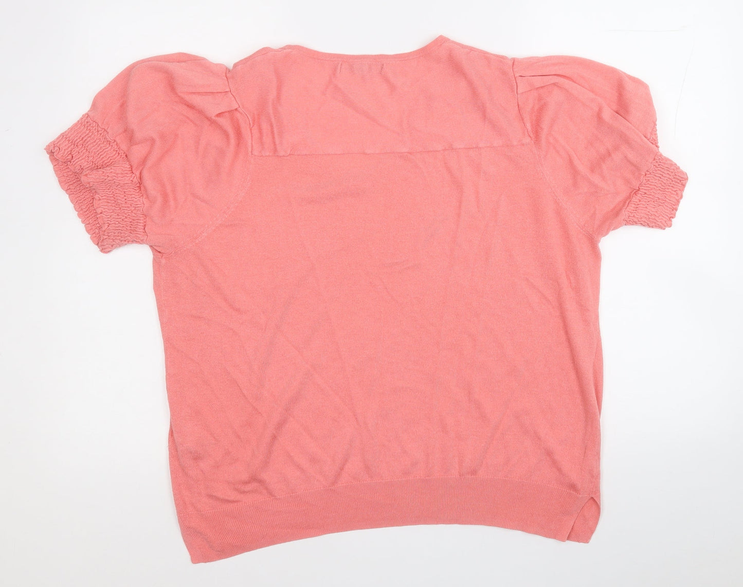 NEXT Womens Pink V-Neck  Polyester Pullover Jumper Size XL