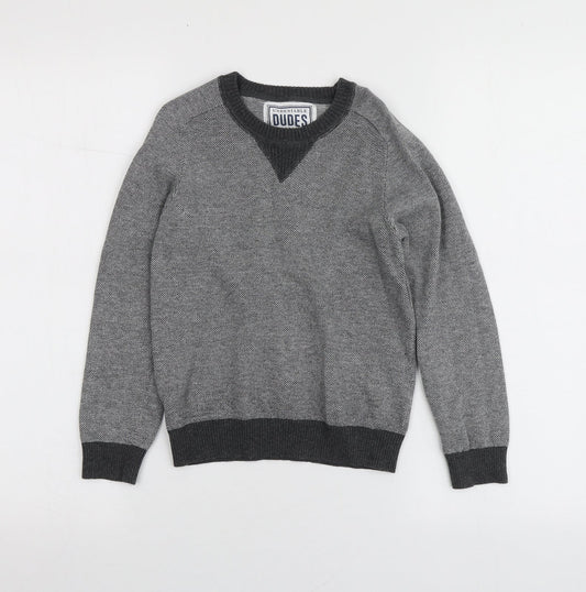 Undeniable Dudes Boys Grey Round Neck  100% Cotton Pullover Jumper Size 8 Years