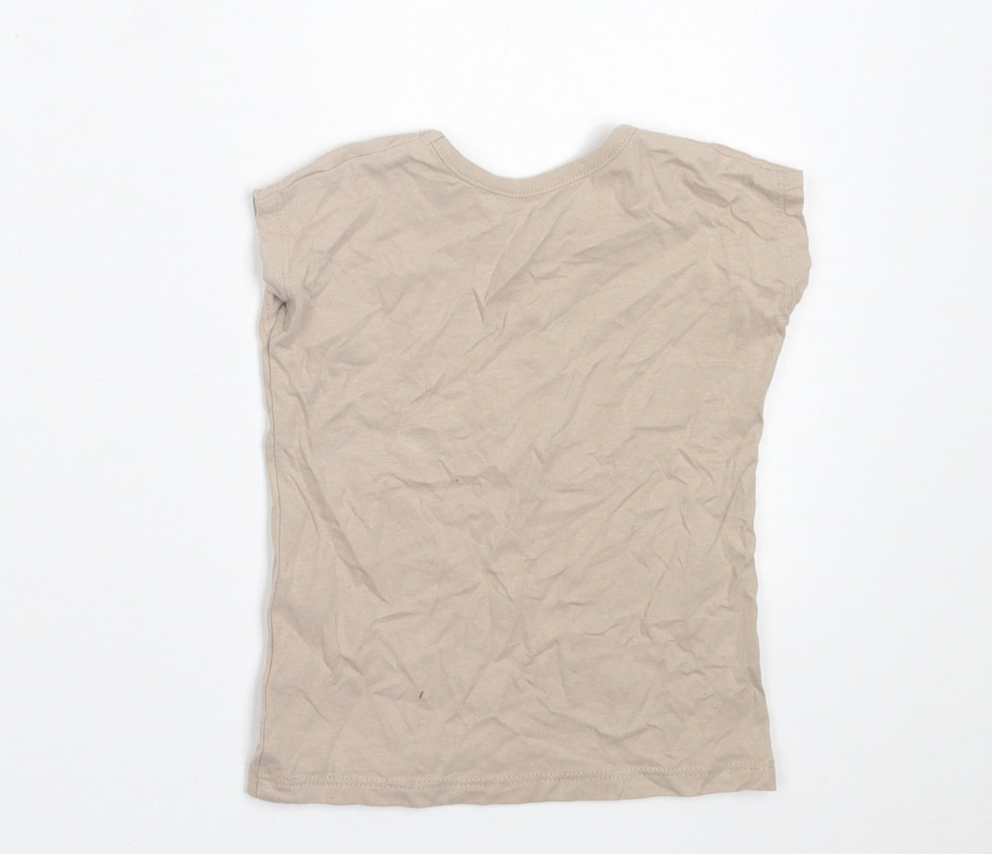 George Boys Beige  Cotton Basic T-Shirt Size 9-12 Months Crew Neck Pullover