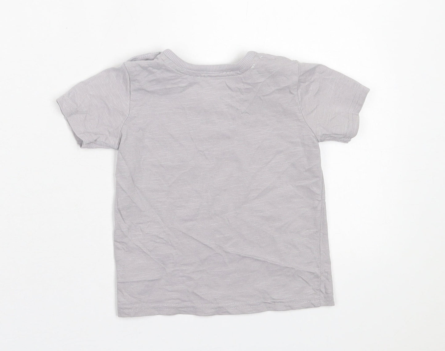 George Boys Grey  Cotton Basic T-Shirt Size 6-9 Months Crew Neck Button