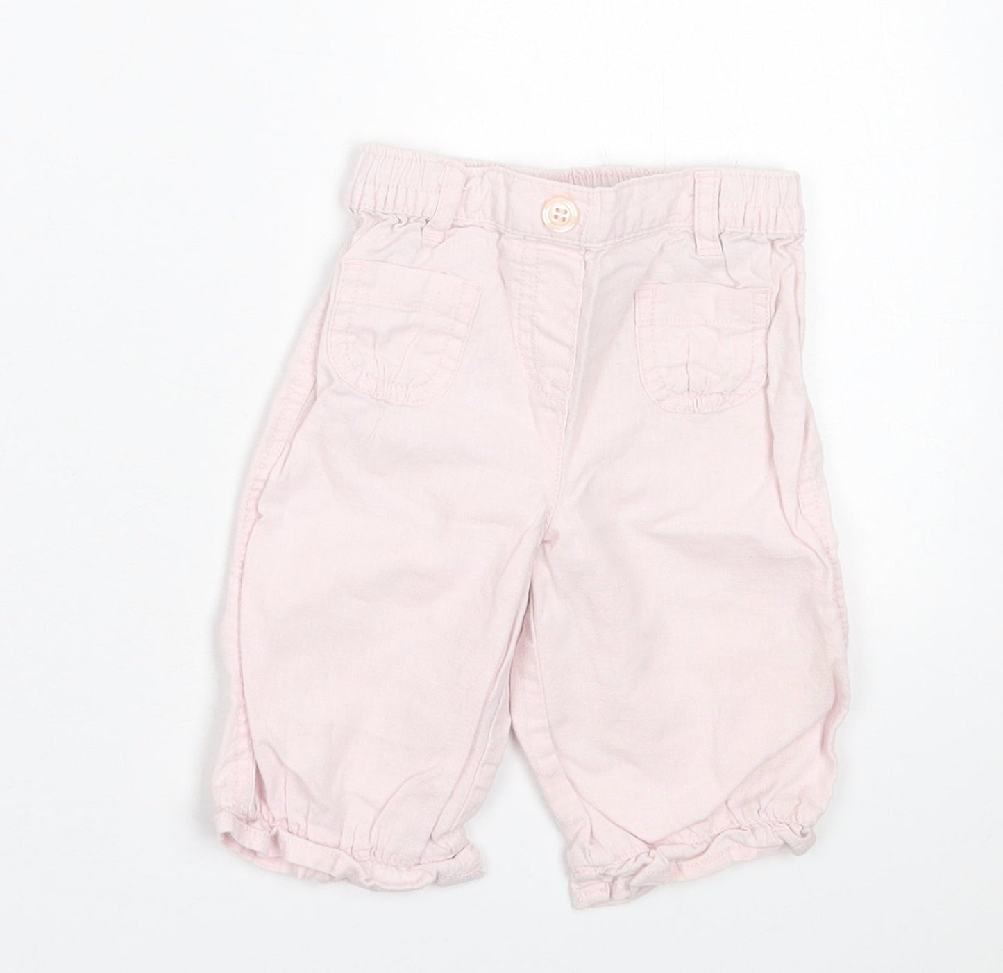 NEXT Girls Pink  Linen Capri Trousers Size 3-6 Months  Pullover