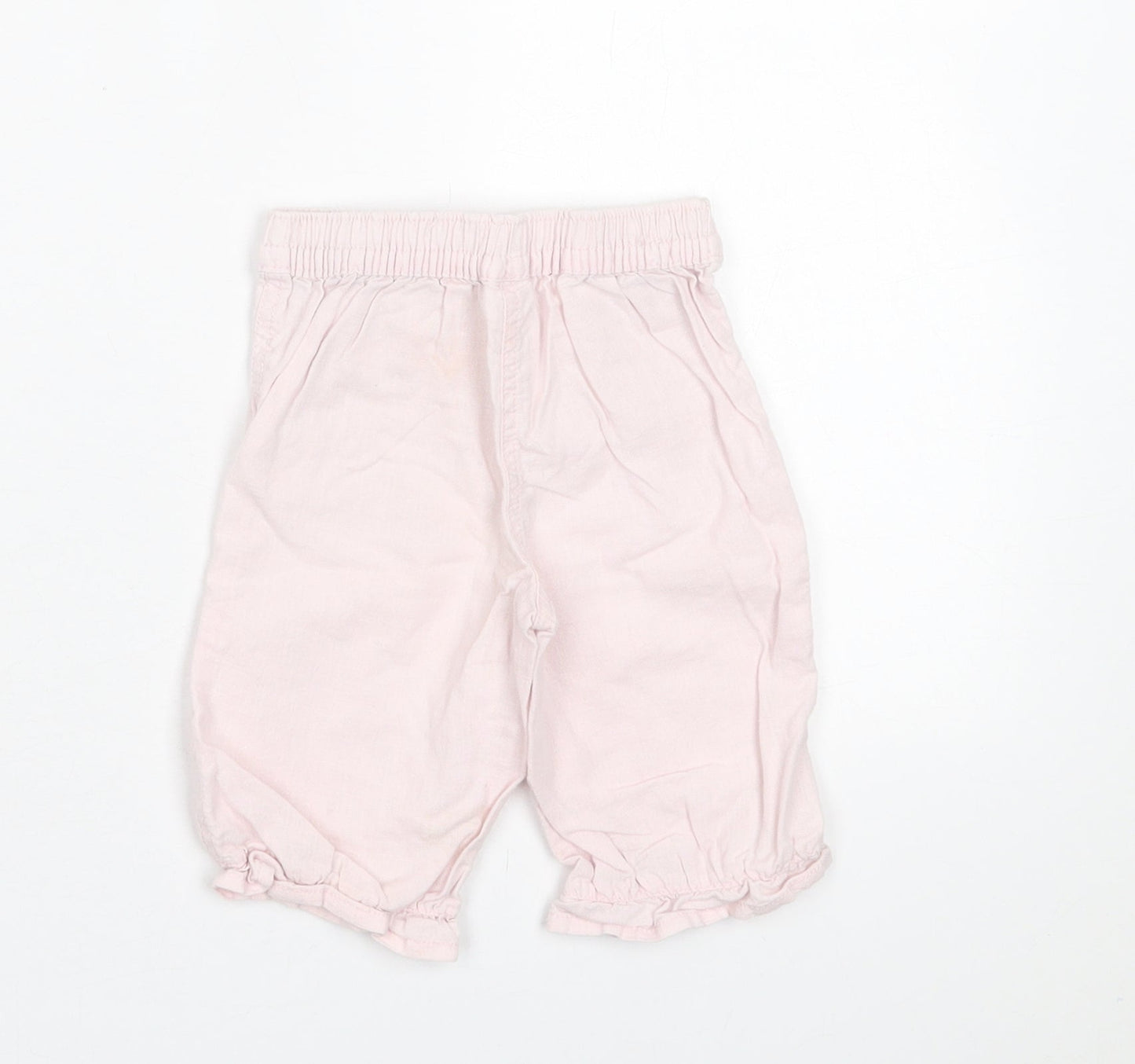 NEXT Girls Pink  Linen Capri Trousers Size 3-6 Months  Pullover
